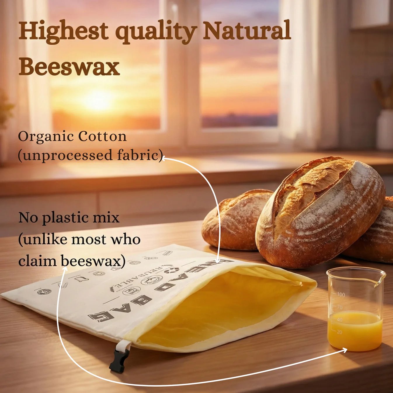 Premium Bread Bags in 100% Cotton and Beeswax - Solvia USA