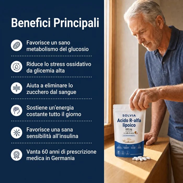 Acido R-Alfa Lipoico — 600 mg di forma R pura in capsule molli - Solvia IT